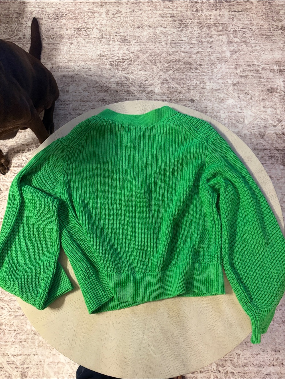 H&M Bright Green Ribbed Button-Front Cardigan - Picture 2 of 2
